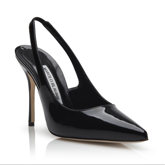 Manolo Blahnik Shoes - ✨MANOLO BLAHNIK✨$825 Allura Black Patent Leather Slingback Pumps 9.5